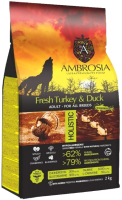 Сухой корм для собак Ambrosia Grain Free для всех пород с индейкой и уткой / U/ATD2 (2кг) - 