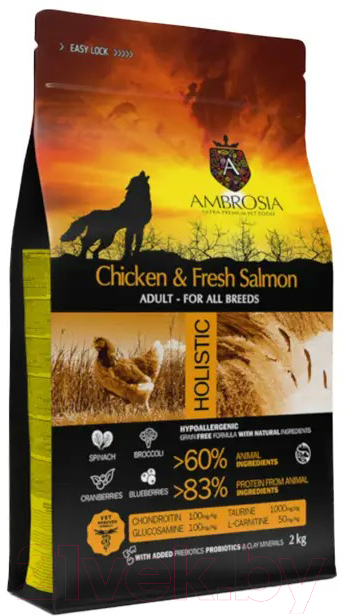 Сухой корм для собак Ambrosia Grain Free для всех пород с курицей и лососем / U/ACS2 (2кг) — фото 2