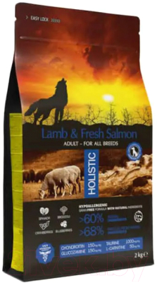 Сухой корм для собак Ambrosia Grain Free для всех пород с ягненком и лососем / U/ALS2 (2кг)