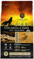 Сухой корм для собак Ambrosia Grain Free для мелких пород с лососем и кроликом / U/ASRM1.5 (1.5кг) - 