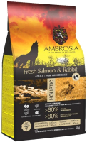 Сухой корм для собак Ambrosia Grain Free для мелких пород с лососем и кроликом / U/ASRM5 (5кг) - 