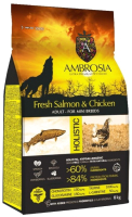 Сухой корм для собак Ambrosia Grain Free для мелких пород с лососем и курицей / U/ASC6 (6кг) - 