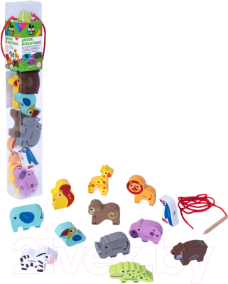 Изображение товара Развивающая игра Bondibon Бусины для нанизывания. Дикие животные / ВВ5384