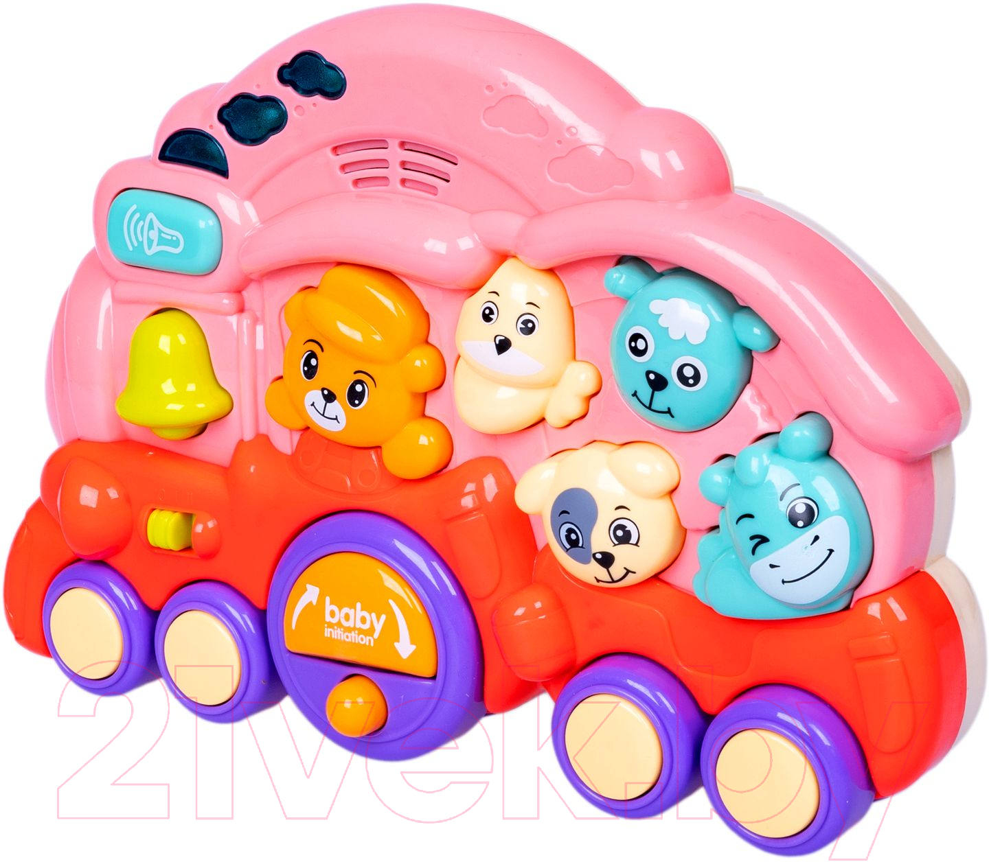 Развивающая игрушка Bondibon Baby You. Паровозик с животными / ВВ5840 (розовый)