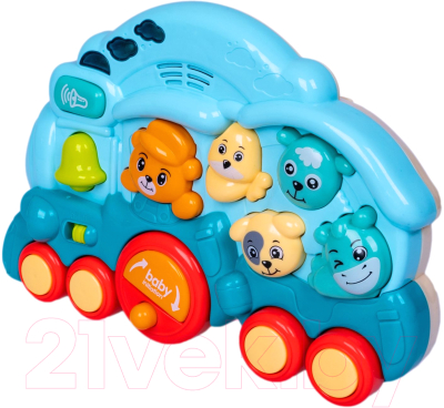 Развивающая игрушка Bondibon Baby You. Паровозик с животными / ВВ5839 (голубой)