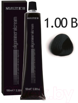 Крем-краска для волос Selective Professional Oligomineral Cream 1.00В / 860011 (100мл, черно-синий)
