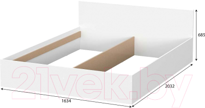 Двуспальная кровать NN мебель Токио 160x200 (белый текстурный)