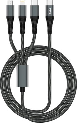 Кабель TFN 3в1 Type-C TFN-C-3IN1-USBC-GR (1.2м, серый) - 