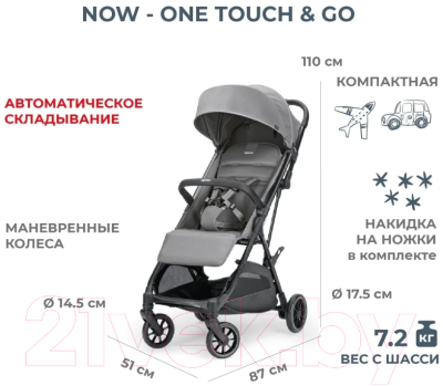 Детская прогулочная коляска Inglesina Now / AG84P0SNGRU (Snap Grey)