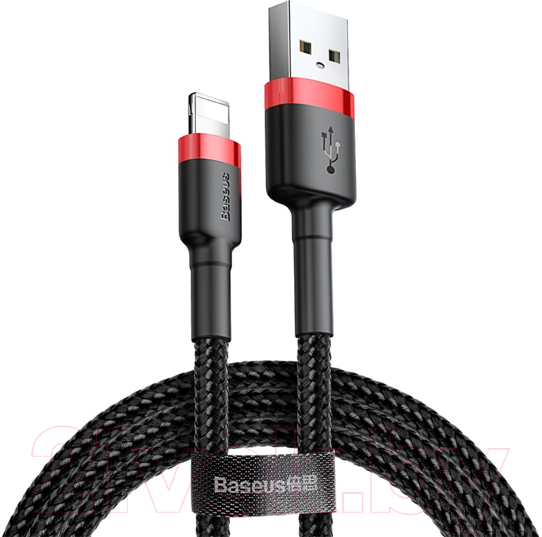 Кабель Baseus Cafule USB For Lightning / CALKLF-C19 (2м, черный/красный)