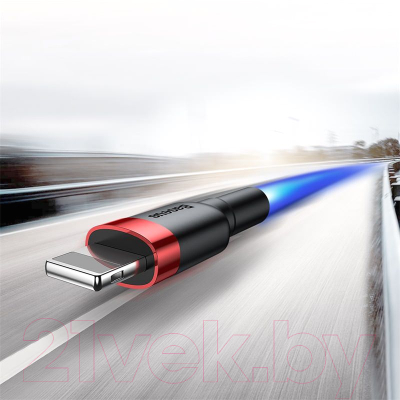 Кабель Baseus Cafule USB For Lightning / CALKLF-C19 (2м, черный/красный)