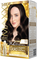 Крем-краска для волос Maxx Deluxe Gold Hair Dye Kit тон 4.0 (коричневый) - 