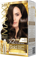 Крем-краска для волос Maxx Deluxe Gold Hair Dye Kit тон 5.0 (светло-коричневый) - 