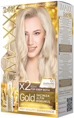 Крем-краска для волос Maxx Deluxe Gold Hair Dye Kit тон 0.1 (платиновый блондин)