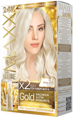 Крем-краска для волос Maxx Deluxe Gold Hair Dye Kit тон 0.2 (ледяной блондин)