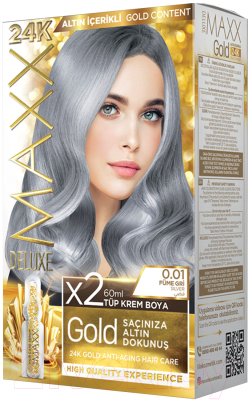 Крем-краска для волос Maxx Deluxe Gold Hair Dye Kit тон 0.01 (дымчато-серый)