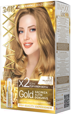Крем-краска для волос Maxx Deluxe Gold Hair Dye Kit тон 8.3 (медовая пена)