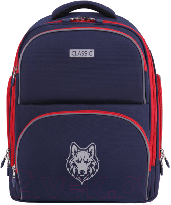 Школьный рюкзак Brauberg Classic. Wild Wolf / 271393 (синий)