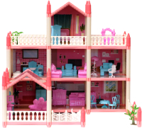 Кукольный домик Sharktoys Beautiful Home трехэтажный / 11500017 (розовый) - 