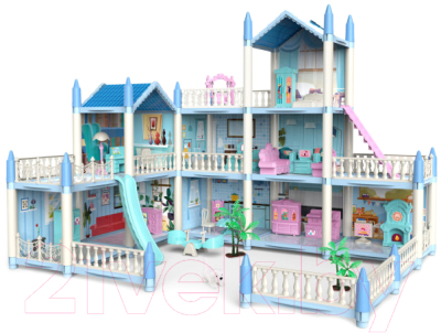 Кукольный домик Sharktoys Beautiful Home трехэтажный / 11500020 (голубой)
