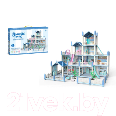 Кукольный домик Sharktoys Beautiful Home четырехэтажный / 11500021 (голубой)