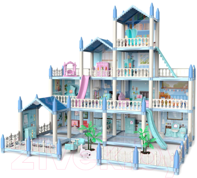 Кукольный домик Sharktoys Beautiful Home четырехэтажный / 11500021 (голубой)