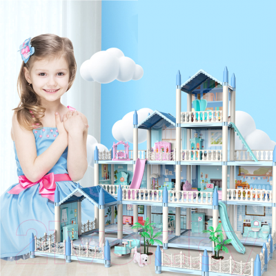 Кукольный домик Sharktoys Beautiful Home четырехэтажный / 11500021 (голубой)