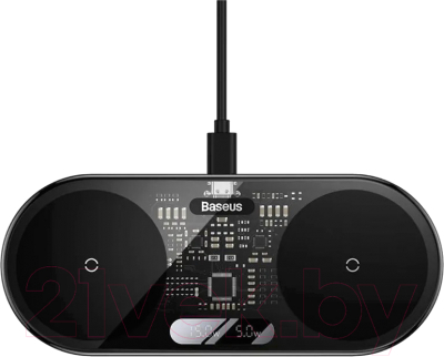 Зарядное устройство беспроводное Baseus Digital LED Display 2in1 / WXSX010101 (черный)