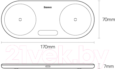 Зарядное устройство беспроводное Baseus Digital LED Display 2in1 / WXSX010101 (черный)