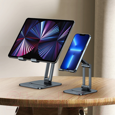 Держатель для смартфонов Baseus Desktop Biaxial Foldable Metal Stand / LUSZ000013 (серый)