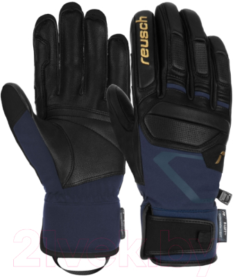 Перчатки лыжные Reusch Pro Rc / 6201110-7470 (р-р 10.5, Black/Dress Blue/Gold)