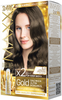 Крем-краска для волос Maxx Deluxe Gold Hair Dye Kit тон 6.11 (интенсив пепельный темно-русый) - 