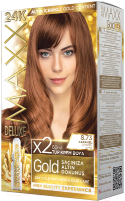 Крем-краска для волос Maxx Deluxe Gold Hair Dye Kit тон 8.73 (карамель)