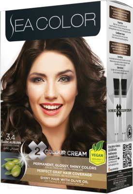 Крем-краска для волос Sea Color Hair Dye Kit тон 3.4 (темный каштан)