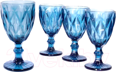 Набор бокалов South Glass Ромб 198 мл / SR-00816DLINBLUE (4шт, синий)