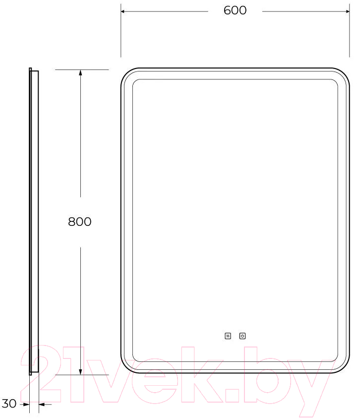 Зеркало BelBagno SPC-MAR-600-800-LED-TCH-SND