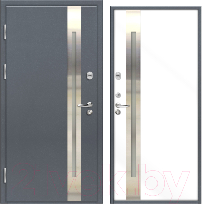 Входная дверь Nord Doors 70 98x206 левая частично остекленная (RAL 7016/RAL 9003 муар)