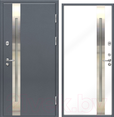 Входная дверь Nord Doors 70 98x206 правая частично остекленная (RAL 7016/RAL 9003 муар)