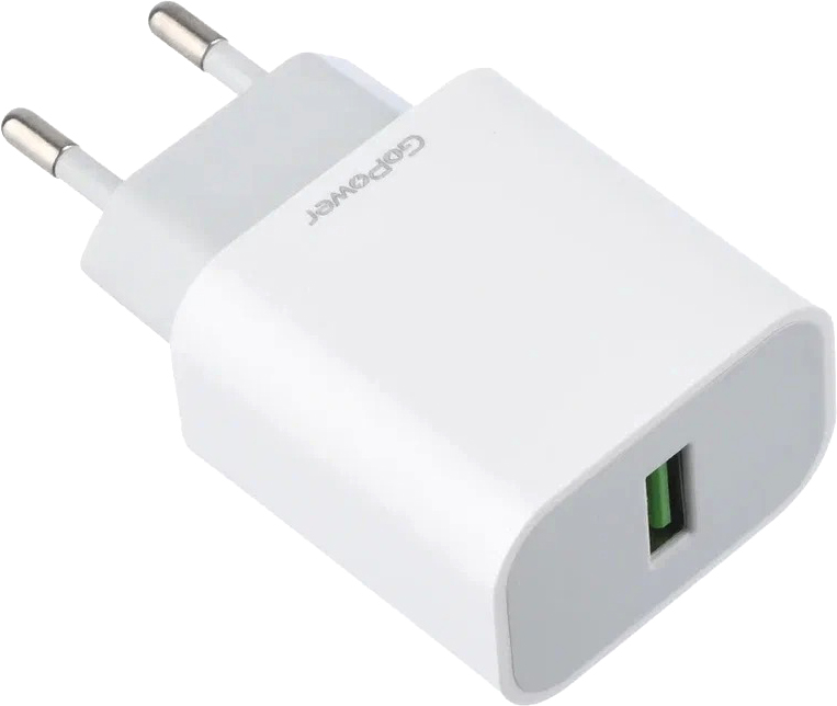 Адаптер питания сетевой GoPower GPQC07 1USB 18W QC3.0 / 00-00022767 (белый)