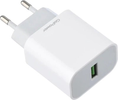 Адаптер питания сетевой GoPower GPQC07 1USB 18W QC3.0 / 00-00022767 (белый) - 