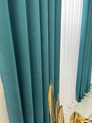 Изображение товара Комплект штор Модный текстиль Канвас 03L / 112MTKANVASMO2-5 (260x180, 2шт, бирюзовый)