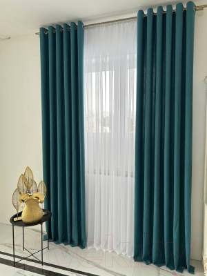 Изображение товара Комплект штор Модный текстиль Канвас 06L / 112MTKANVASMO2-5 (260x180, 2шт, бирюзовый)
