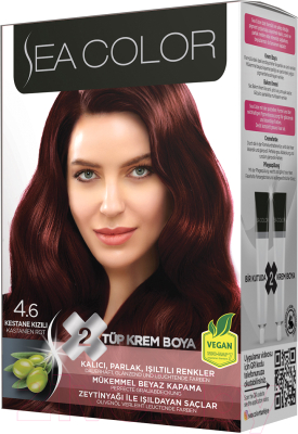 Крем-краска для волос Sea Color Hair Dye Kit тон 4.6 (красный каштан)