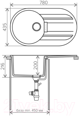 Мойка кухонная Tolero TL-780 (серый)