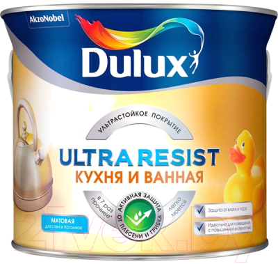 

Краска Dulux, Белый, Ultra Resist для кухни и ванной