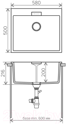 Мойка кухонная Tolero TL-580 (серый)