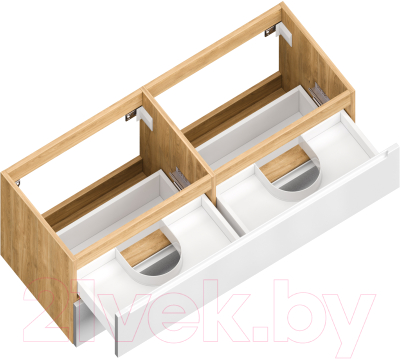 Тумба под умывальник ЗОВ Дион 120 / D120LHO0M9003GKV5 (белый глянцевый/дуб)