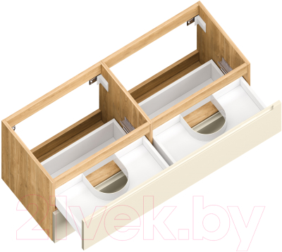 Тумба под умывальник ЗОВ Дион 120 / D120LHO0M1015GKV5 (бежевый глянец/дуб)
