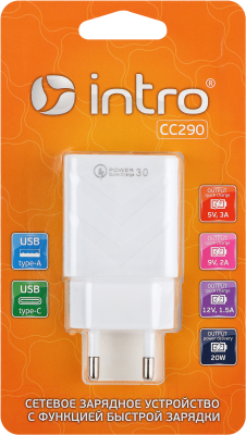 Адаптер питания сетевой INTRO CC290 / Б0056121 (белый)