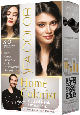 Крем-краска для волос Sea Color Home Colorist Hair Dye Kit тон 3.0 (горький кофе)